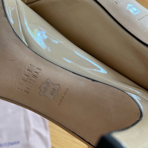 Stuart Weitzman Nude Patent Leather Open Toe Heels size 6 - Picture 8 of 13